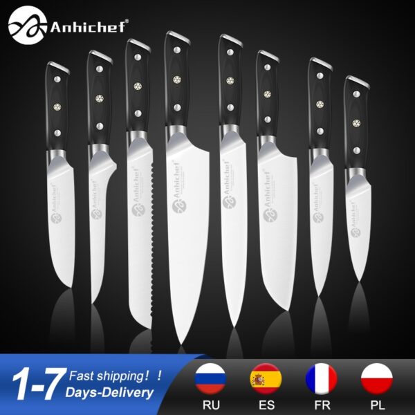 Facas de cozinha japonesa, conjunto de seis facas em aço com referência dos chef Alemanha, de alto carbono. Santoku é a qualidade de cortar, fatiar e picar. - Image 2