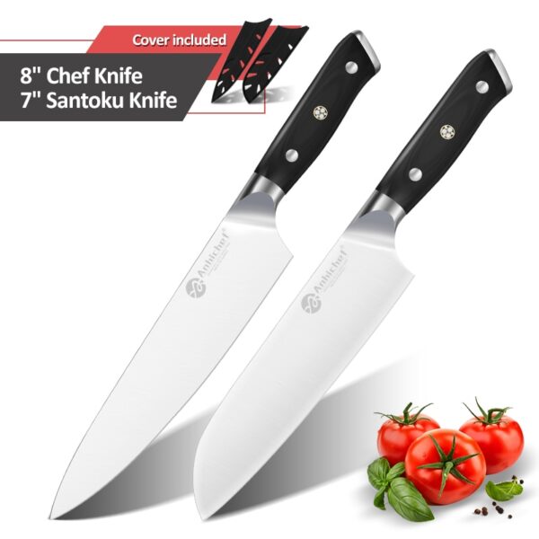 Facas de cozinha japonesa, conjunto de seis facas em aço com referência dos chef Alemanha, de alto carbono. Santoku é a qualidade de cortar, fatiar e picar. - Image 13