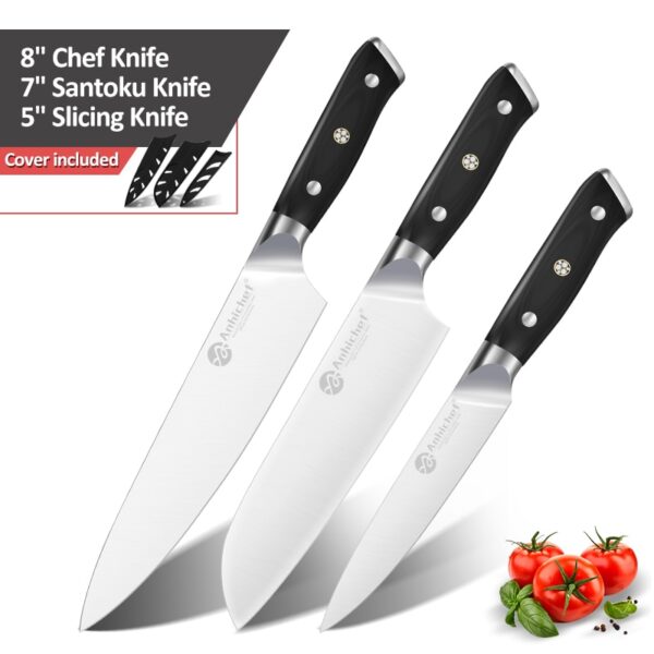 Facas de cozinha japonesa, conjunto de seis facas em aço com referência dos chef Alemanha, de alto carbono. Santoku é a qualidade de cortar, fatiar e picar. - Image 8