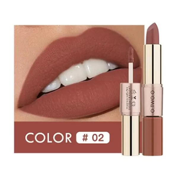 O.TWO.O 2 em 1 Batom Matte Gloss Cosméticos À Prova D'Água Pintalabios Batom Mate Lábios Maquiagem Rouge 12 Cores Batom - Image 16