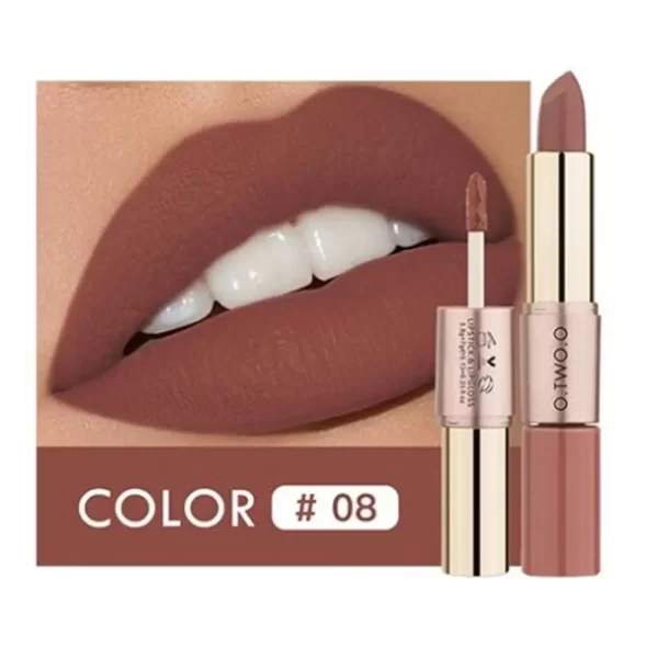 O.TWO.O 2 em 1 Batom Matte Gloss Cosméticos À Prova D'Água Pintalabios Batom Mate Lábios Maquiagem Rouge 12 Cores Batom - Image 10