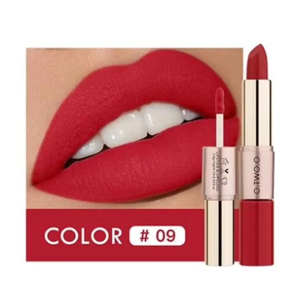 O.TWO.O 2 em 1 Batom Matte Gloss Cosméticos À Prova D'Água Pintalabios Batom Mate Lábios Maquiagem Rouge 12 Cores Batom - Image 9