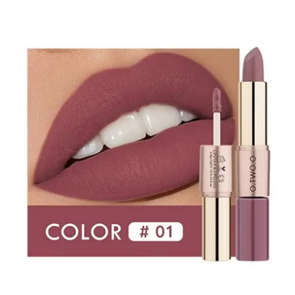 O.TWO.O 2 em 1 Batom Matte Gloss Cosméticos À Prova D'Água Pintalabios Batom Mate Lábios Maquiagem Rouge 12 Cores Batom - Image 17