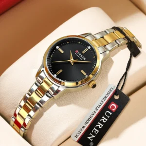 Relógio de Quartzo Feminino CURREN Original – Elegante e Fashion, em Aço Inoxidável e Resistente à Água