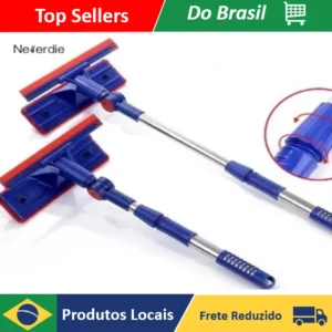 Mop Mágico Multiuso 2 em 1 com Esponja e Cabo Extensível para Limpeza de Espelhos, Vidros, Azulejos, Janelas e Carros – Loja Neverdie