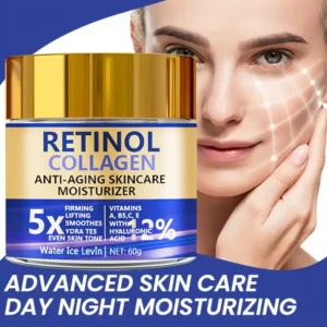 Creme Facial com Retinol e Colágeno 60g, Hidratante Firmador Antienvelhecimento com Ácido Hialurônico, Entrega Rápida